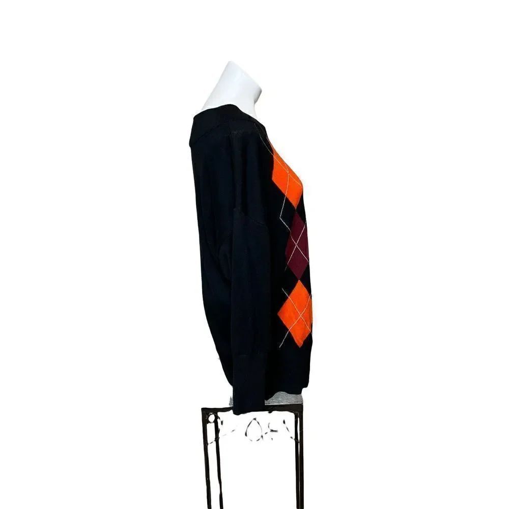 Express black argyle preppy sweater size S - Picture 3 of 15